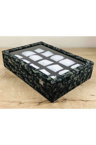 Kelepir Fırsatlar 15-Piece Watch Box Glass Cover for Men's Camouflage Pattern Large Size Wristwatches