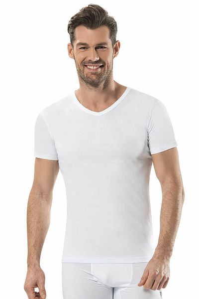 Jiber Men's 3-Piece White V-Neck Half Sleeve Undershirt Athlete 105