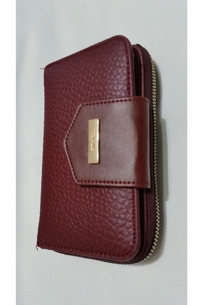 MERİÇ TASARIM Women's Wallet Claret Red Washed Leather