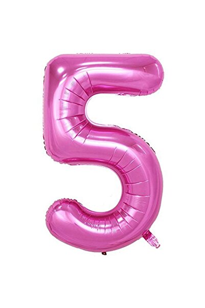 PARTİSERÜVENİ Foil Balloon 5 Number Pink Color 40 Inch (100 Cm)