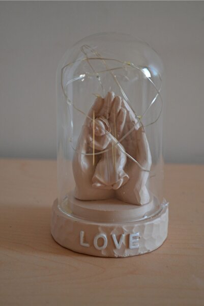 ZİPHİDA Işıklı Mini Fanus El Içinde Çocuklu Love Yazılı