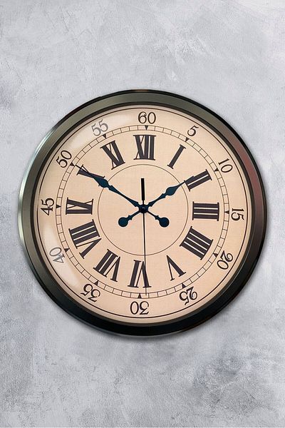 Kasva Concept Gift Decorative 52 cm Black Metal Roman Numeral Wall Clock