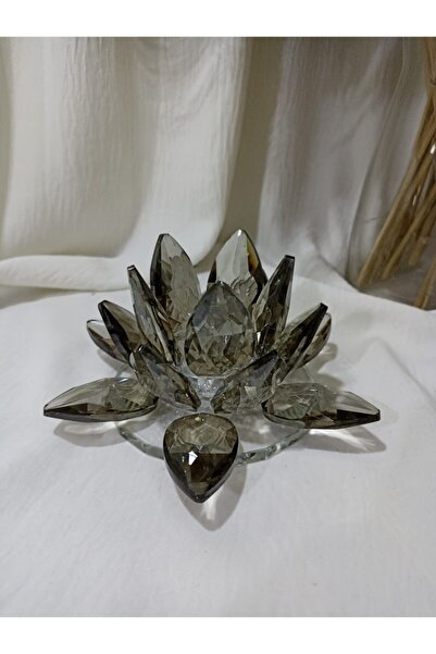 ÖZ KRİSTAL DESİGN 3 No Füme Nilüfer Mumluk (15 Cm )