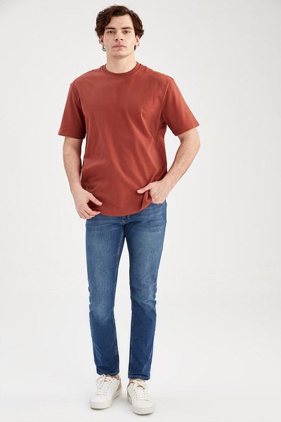 DeFacto Tricou cu mânecă scurtă, cu decolteu ridicat, confortabil