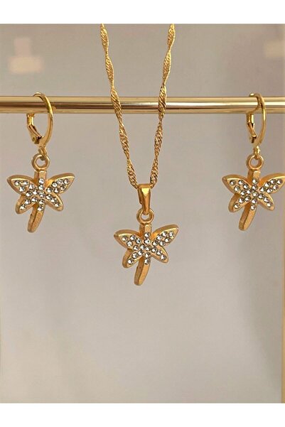 soiestore Zirkon Yusufcuk Kolye Küpe Set Altın Kaplama