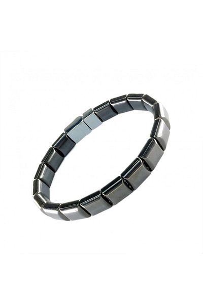 AKSESUARIM Square Hematite Natural Stone Steel Rope Bracelet