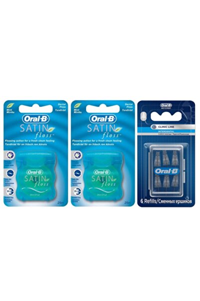 Oral-B Oral B Satin Floss Diş İpi 25 mt 2 Ad Arayüz Fırçası Yedek 6 lı