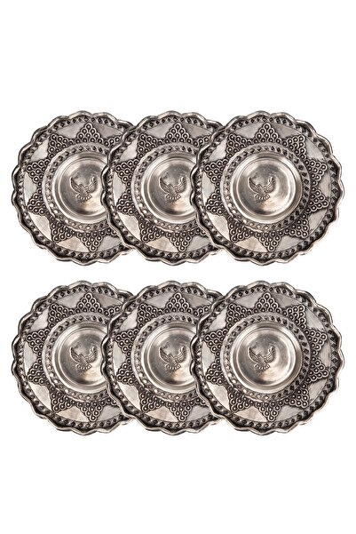 DMT COPPER HOME Copper Home Gaziantep Bakır Çay Tabağı Üzüm Işlemeli 6'lı