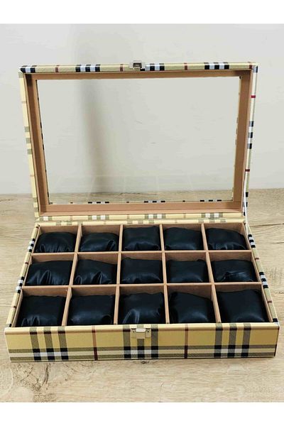 Kelepir Fırsatlar Black Padded Handmade Burberrys Yellow Wristwatch Jewelry Box That You Can Put 15 Different Watches