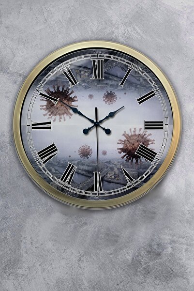 Platin Saat ساعة حائط معدنية عتيقة مقاس 40 سم من العالم الجديد