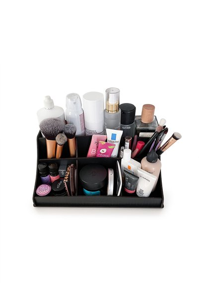 Design OTTO Bella Small Wooden Makeup Jewelry Bathroom Cosmetic Organizer Black