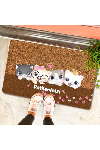 Uygur Home Yavru Kedicikler Temalı Coco Görünümlü Dekoratif Kapı Önü Ve Iç Mekan Paspası
