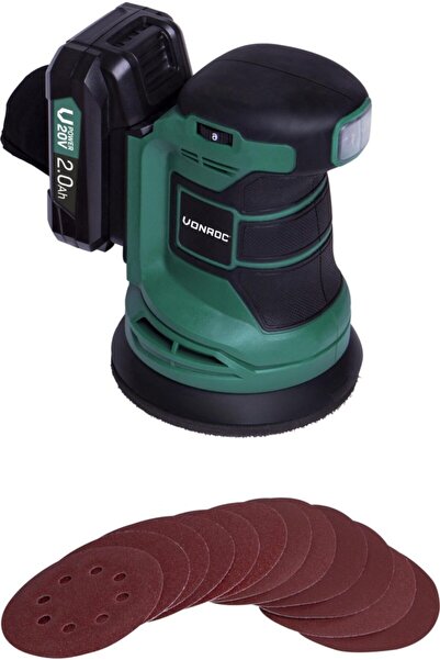VONROC Eksantrik Zımpara – Vpower 20v - Dahil. 2.0ah Akü  Şarj Cihazı - Ø125mm