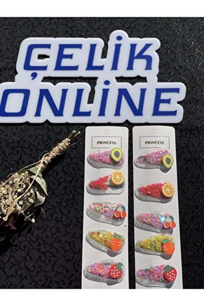 ÇELİKONLİNE 5-dijelni set dječjih kopči sa šljokicama i voćnim motivima (2 pa...