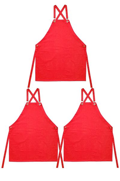 enmalife 3 Pieces Red Kitchen Apron - Stylish and Useful Set
