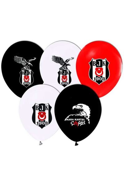 BalonEvi Balon 2+1 Beşiktaş Baskılı 12 Inç (8 Li Paket) Bmb1112lbs7924
