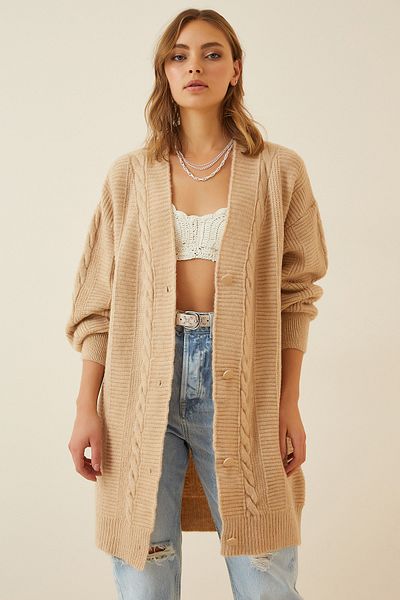Happiness İstanbul Strickjacke - Beige - Oversized