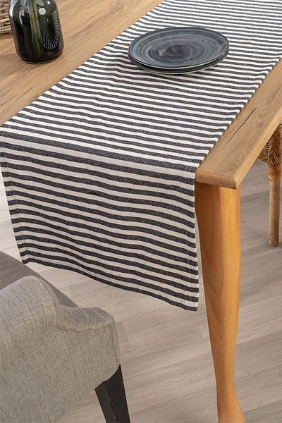 vivamaison Tesatura Neagra In Dungi 42x150 Cm Fata de Masa Runner