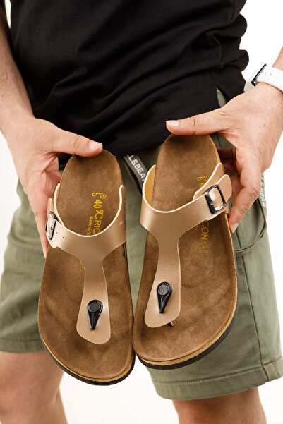 Riccon Uniszex arany bőrpapucs0012035