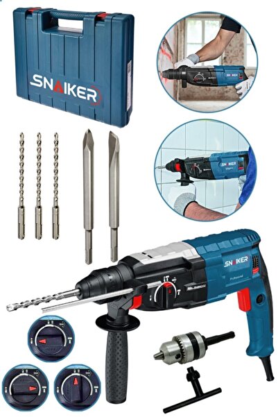 snaiker Kırıcı Delici Hilti Matkap Metal Şanzumanlı 5 Adet Uç Yedek Mandren Gri