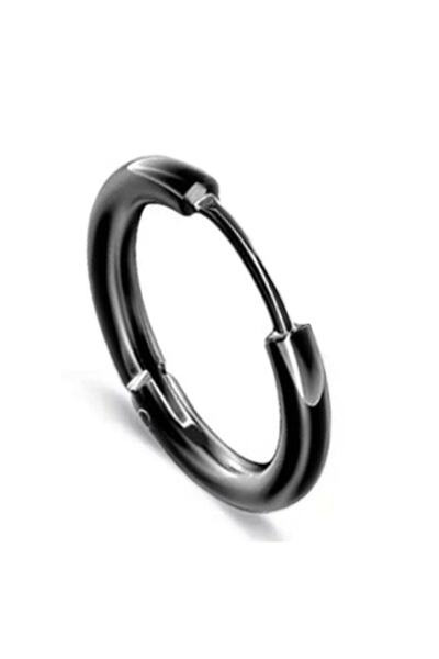 Lotus Hediye Unisex Surgical Steel Black Color 12 mm Hoop Earrings