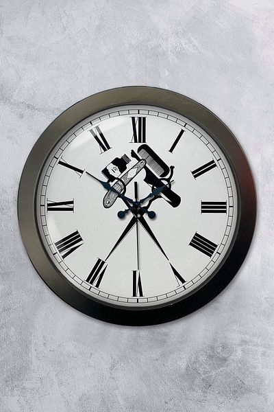 Kasva Concept Gift 36 cm Black Metal Hairdresser Wall Clock