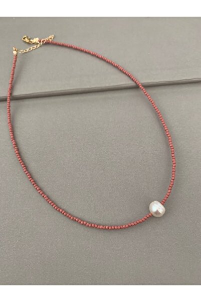 Atelier Çağla Gül Kurusu Incili Kolye