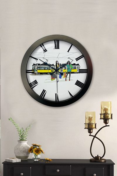 Kasva Concept Gift 36 cm Black Metal Fashion Wall Clock