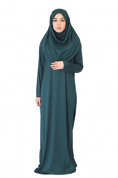 ZEHRANAZ NAMAZ ELBİSESİ Dark Emerald Green Non-Zipper Prayer Dress