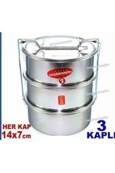İstoç Türk Yemek Taşıma Kabı 2no 2-3 Kişilik 3'lü Paslanmaz Çelik Sefertası