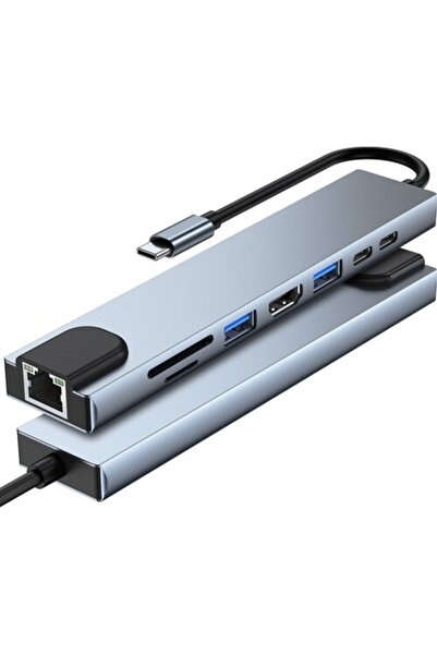 Kelepir Fırsatlar Type C Den 8 Ayrı Girişe Çeviren Laptop Için Rj-45 Lan Eternet Usb Usb 3.0 Hdtv Pd Sd Tf Çevirici