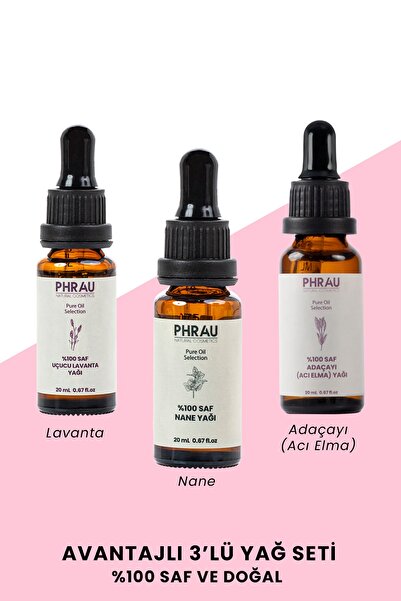 Phrau 3'lü Uçucu Yağ Seti (lavanta Yağı + Nane Yağı + Adaçayı Yağı)