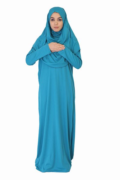 ZEHRANAZ NAMAZ ELBİSESİ Turquoise Non-Zipper Prayer Dress