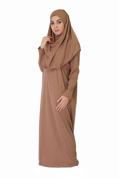 ZEHRANAZ NAMAZ ELBİSESİ Sütlükahve Zipperless Prayer Dress