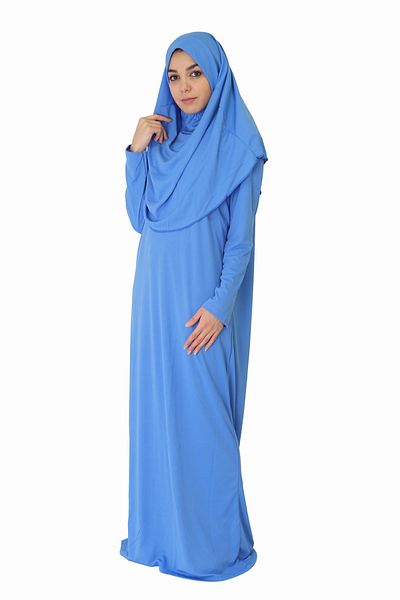 ZEHRANAZ NAMAZ ELBİSESİ Light Sky Blue Non-Zipper Prayer Dress
