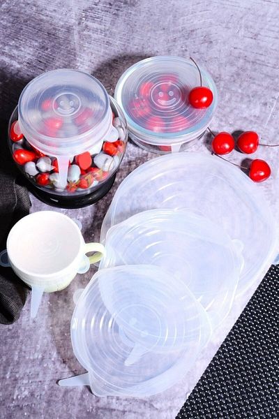 İndirimDiyarı 6-Piece Silicone Lids Set Washable, Suitable for Microwave Oven Use, Airtight 6-Piece Stretch Lids