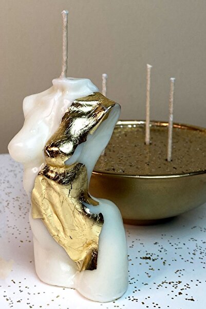 FANTASTİK SANAT ATÖLYESİ Dekoratif Hediyelik Altın Varaklı 12 Cm Beyaz Venüs ...