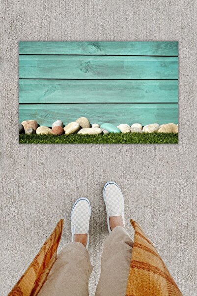 Dormot Home Digital Printing Decorative Wooden Wall Blue Doormat