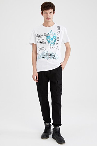 DeFacto Μπλουζάκι Regular Fit Crew με στάμπα με λαιμόκοψη