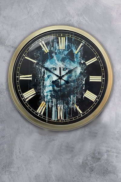 Kasva Concept Ceas de perete Wolf din metal antic de 40 cm