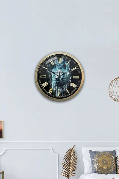 Kasva Concept Ceas de perete Wolf din metal antic de 40 cm