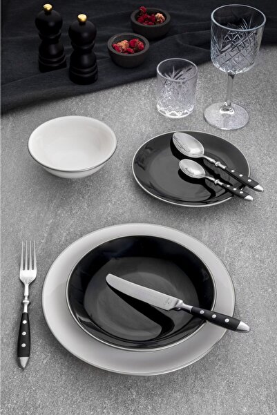 Aryıldız White- Black Silver 24 Parça Yemek Takımı
