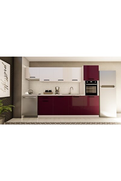 visasconcept 300cm Orkide Hazır Mutfak Dolabı Aspiratör Ve Ankastre Kiler Mod...