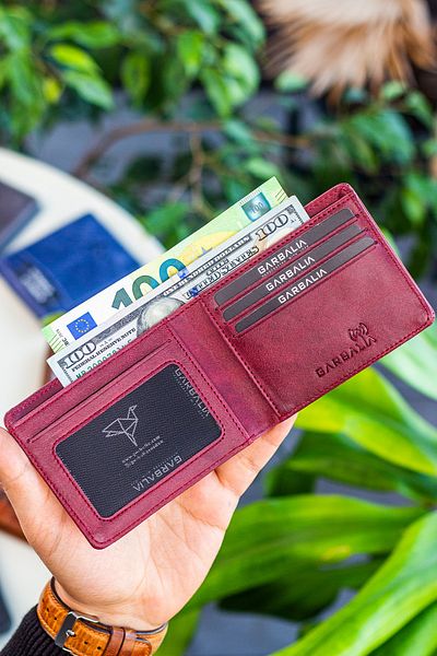 Garbalia Jasper Genuine Leather Unisex Claret Red Card Holder Wallet