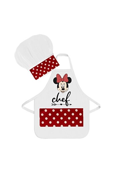 RAY TİCARET 2li Minnie Mouse Önlük,çoçuk Mutfak Önlük,şef Önlük Aşçı Önlük