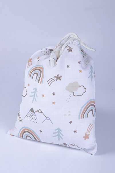 paris in paris Baby Care Bag Hospital Exit 100% Cotton Muslin Fabric Drawstri...