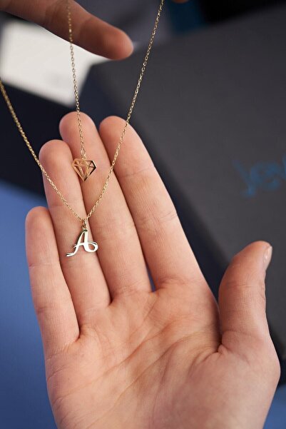 Redstone Store A Harfli 14k Sarı Altın Kaplama Gümüş Kolye