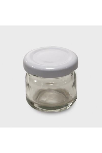 Alev Ticaret 29 Cc Mini Kavanoz Cam Kavanoz Beyaz Kapaklı - 96 Lı Paket