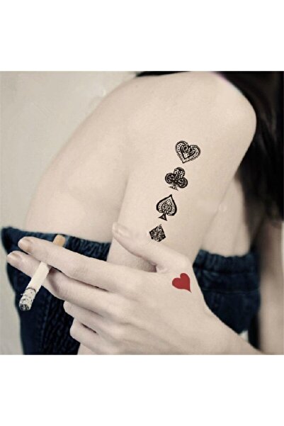 Market66 Geçici Dövme Renkli Iskambil Sembol Kupa Maça Joker Su Geçirmez Tattoo