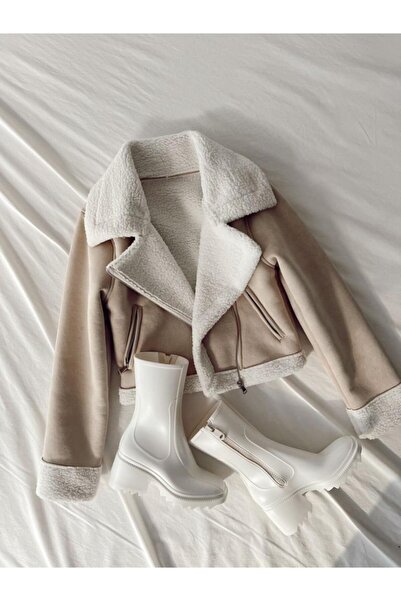 Çuvalmoda Içi Peluş Kaplama Crop Nubuk Kaban